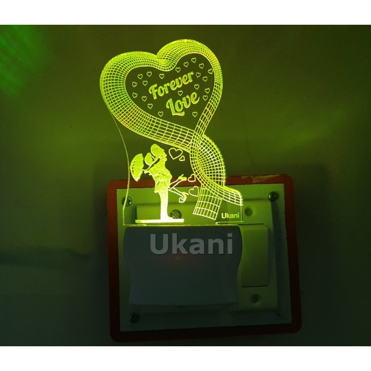 UKANI Forever Love with Couple   Night lamp with 7 color automatic Changing Light For Home bedroom Gift  Cafe Office Valentine Gift  size (3 inch )