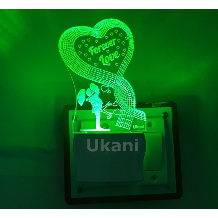 UKANI Forever Love with Couple   Night lamp with 7 color automatic Changing Light For Home bedroom Gift  Cafe Office Valentine Gift  size (3 inch )
