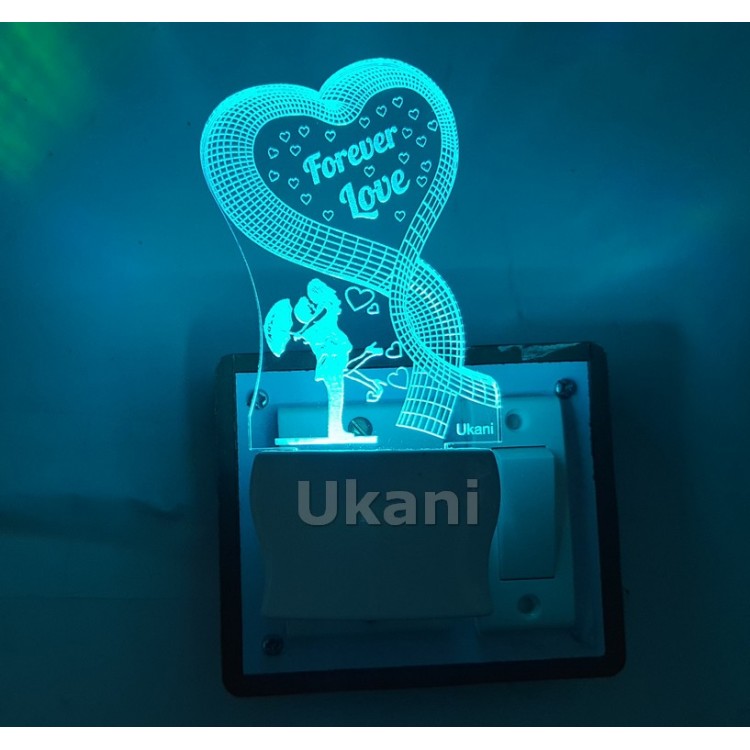 UKANI Forever Love with Couple   Night lamp with 7 color automatic Changing Light For Home bedroom Gift  Cafe Office Valentine Gift  size (3 inch )