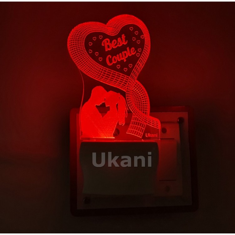 UKANI 3D  Romantic Best Couple Night lamp with 7 color automatic Changing Light For Home bedroom Gift  Cafe Office Valentine Gift  size (3 inch )