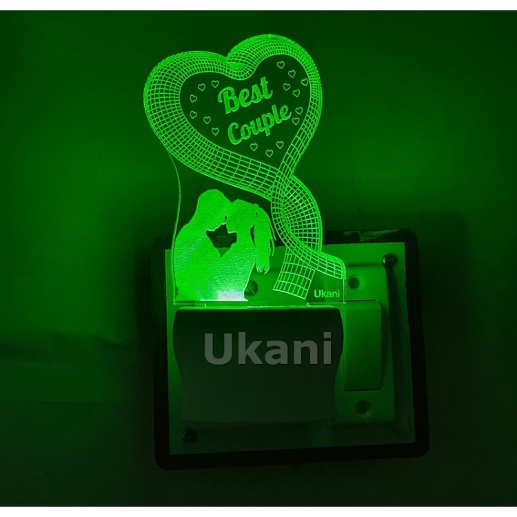 UKANI 3D  Romantic Best Couple Night lamp with 7 color automatic Changing Light For Home bedroom Gift  Cafe Office Valentine Gift  size (3 inch )