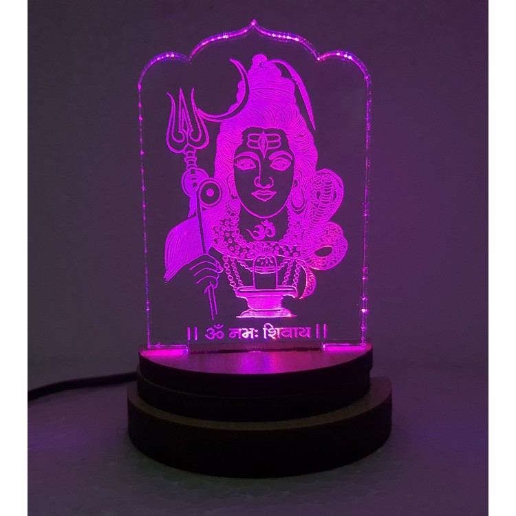 UKANI 3D USB Shivji / Bhlenath / Shiv Shankar Night Lamp for Car/Office/Desktop/Gift/Table Top 7 Color Change Light 