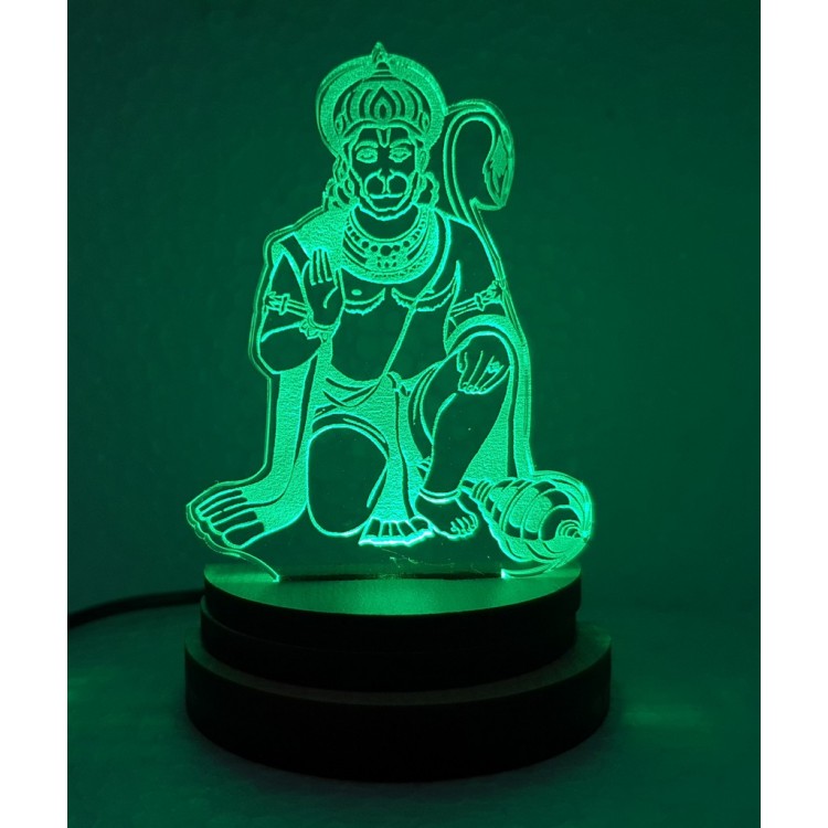 UKANI 3D USB Shree Hanumanji Maharaj  / Bajarang bali Night Lamp for Car/Office/Desktop/Gift/Table Top 7 Color Change Light 