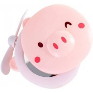 Ukani Small Cute Pig Head Shape Fill Light LED Mirror Fan USB Portable Charging Pocket Fan Makeup Mirror