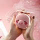 Ukani Small Cute Pig Head Shape Fill Light LED Mirror Fan USB Portable Charging Pocket Fan Makeup Mirror