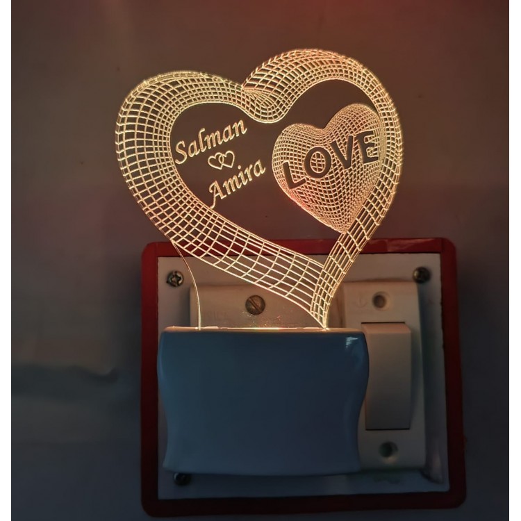 UKANI  3D Customize Name Lamp 3D Heart In Heart  Acrylic Personalized 7 Colour Changing 3D Illusion LED Night Lamp ||Customized Name and Tagline.Perfect Gift for every Occasion /Valentines Day(Multicolour) 
