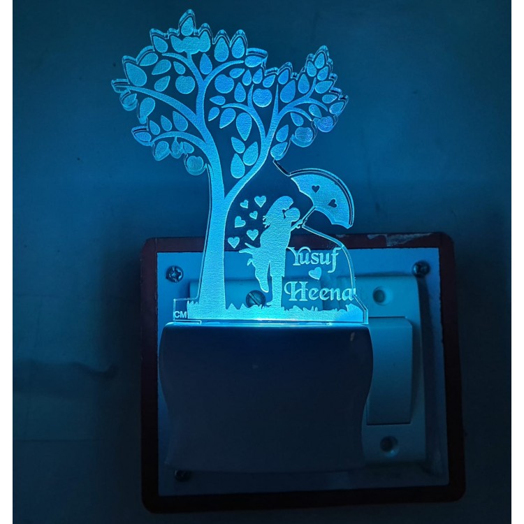 UKANI  3D Customize Name Lamp Romantic Couple Under Tree Acrylic Personalized 7 Colour Changing 3D Illusion LED Night Lamp ||Customized Name and Tagline.Perfect Gift for every Occasion /Valentines Day(Multicolour) 