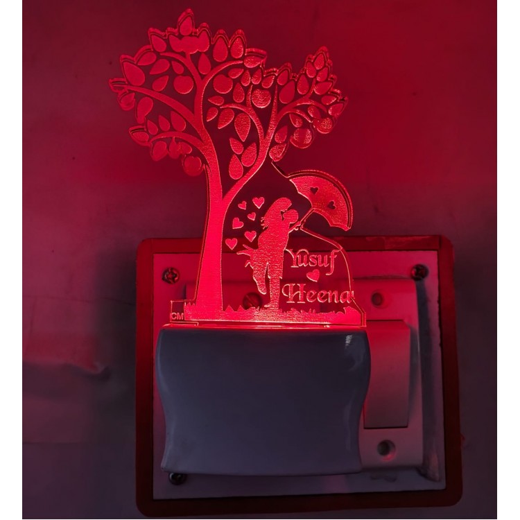 UKANI  3D Customize Name Lamp Romantic Couple Under Tree Acrylic Personalized 7 Colour Changing 3D Illusion LED Night Lamp ||Customized Name and Tagline.Perfect Gift for every Occasion /Valentines Day(Multicolour) 
