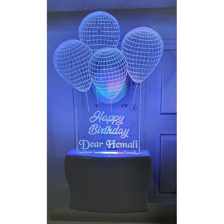 UKANI  3D Customize Name Lamp 3D Happy Birthday Balloon Acrylic Personalized 7 Colour Changing 3D Illusion LED Night Lamp ||Customized Name and Tagline.Perfect Gift for every Occasion /Valentines Day(Multicolour) 