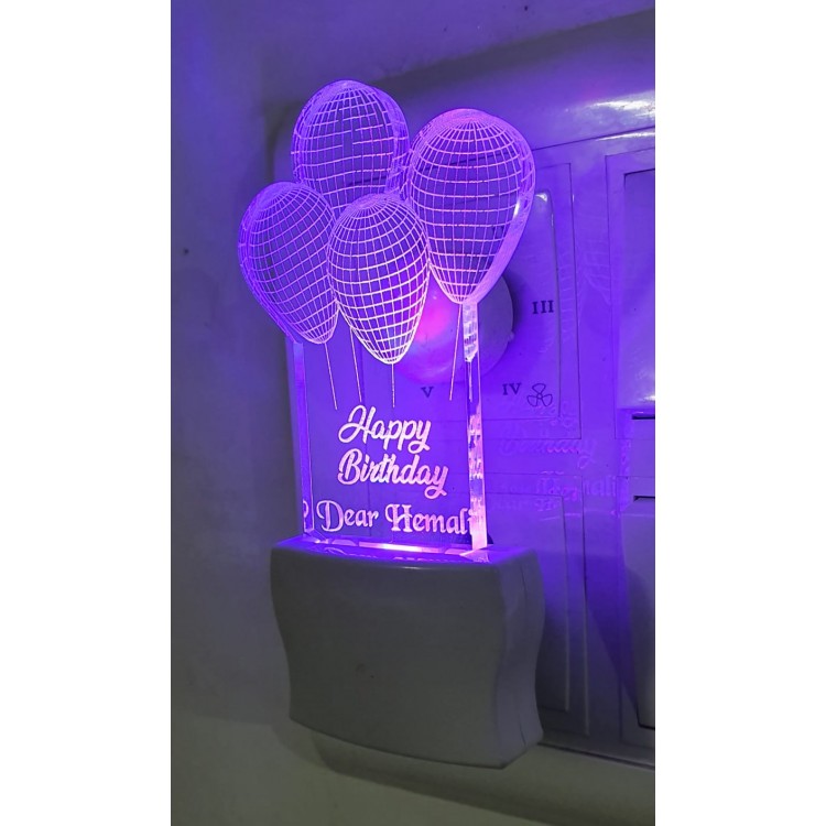 UKANI  3D Customize Name Lamp 3D Happy Birthday Balloon Acrylic Personalized 7 Colour Changing 3D Illusion LED Night Lamp ||Customized Name and Tagline.Perfect Gift for every Occasion /Valentines Day(Multicolour) 