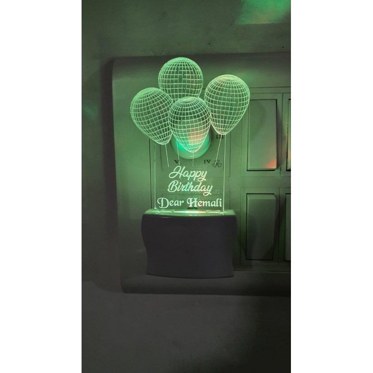 UKANI  3D Customize Name Lamp 3D Happy Birthday Balloon Acrylic Personalized 7 Colour Changing 3D Illusion LED Night Lamp ||Customized Name and Tagline.Perfect Gift for every Occasion /Valentines Day(Multicolour) 