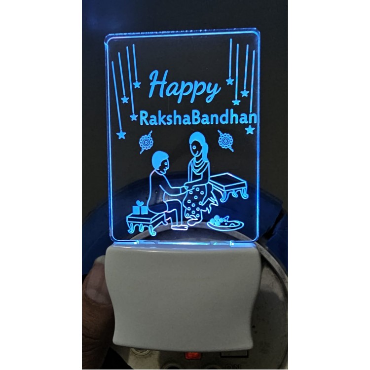 UKANI 3D Happy Rakshabandhan  Night lamp with 7 color automatic Changing Light For Home bedroom Gift  Cafe Office Valentine Gift  size 