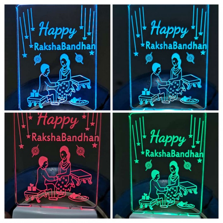 UKANI 3D Happy Rakshabandhan  Night lamp with 7 color automatic Changing Light For Home bedroom Gift  Cafe Office Valentine Gift  size 