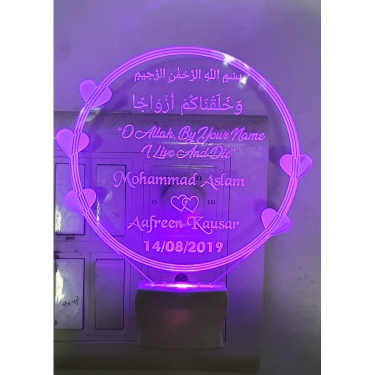UKANI  3D Customize Name Lamp 3D Round Heart Acrylic Personalized 7 Colour Changing 3D Illusion LED Night Lamp ||Customized Name and Tagline.Perfect Gift for every Occasion /Valentines Day(Multicolour) 