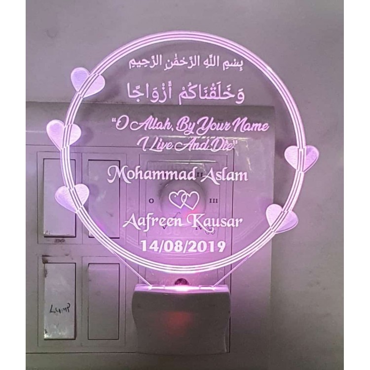 UKANI  3D Customize Name Lamp 3D Round Heart Acrylic Personalized 7 Colour Changing 3D Illusion LED Night Lamp ||Customized Name and Tagline.Perfect Gift for every Occasion /Valentines Day(Multicolour) 