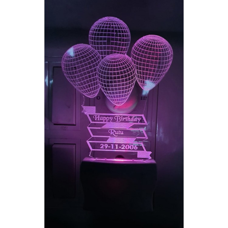 UKANI  3D Customize Name Lamp New 3D Birthday balloon Acrylic Personalized 7 Colour Changing 3D Illusion LED Night Lamp ||Customized Name and Tagline.Perfect Gift for every Occasion /Valentines Day(Multicolour) 