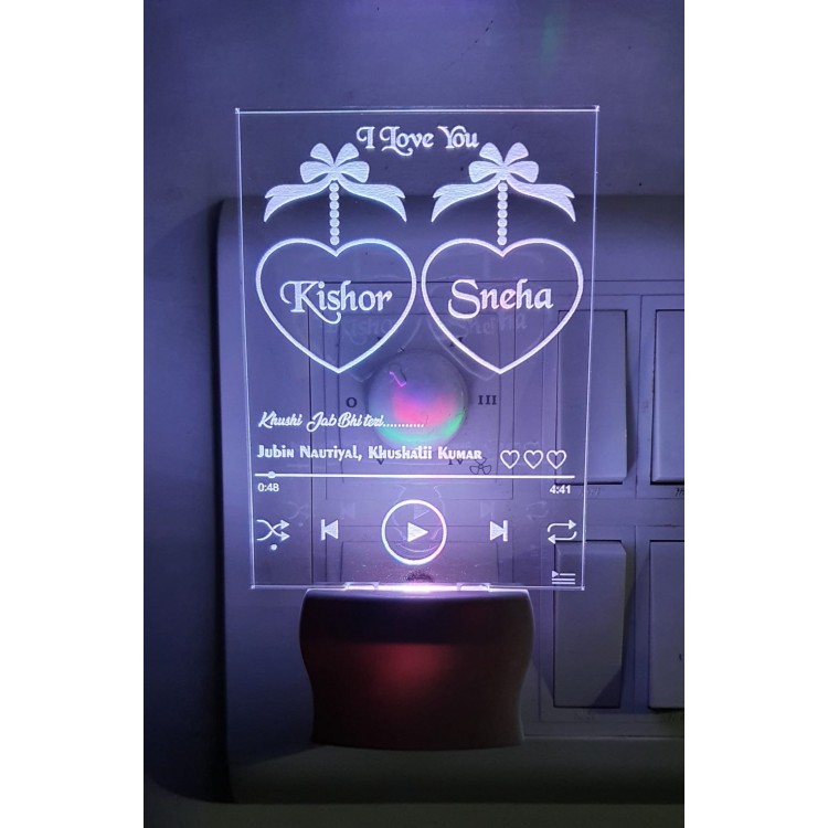 UKANI  3D Customize Name Lamp 3D Music Player Acrylic Personalized 7 Colour Changing 3D Illusion LED Night Lamp ||Customized Name and Tagline.Perfect Gift for every Occasion /Valentines Day(Multicolour) 