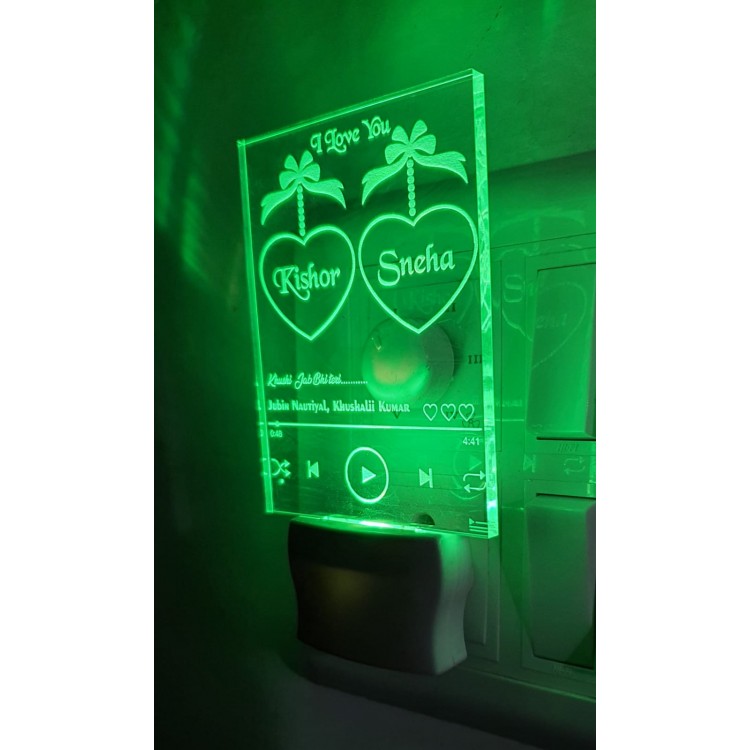 UKANI  3D Customize Name Lamp 3D Music Player Acrylic Personalized 7 Colour Changing 3D Illusion LED Night Lamp ||Customized Name and Tagline.Perfect Gift for every Occasion /Valentines Day(Multicolour) 