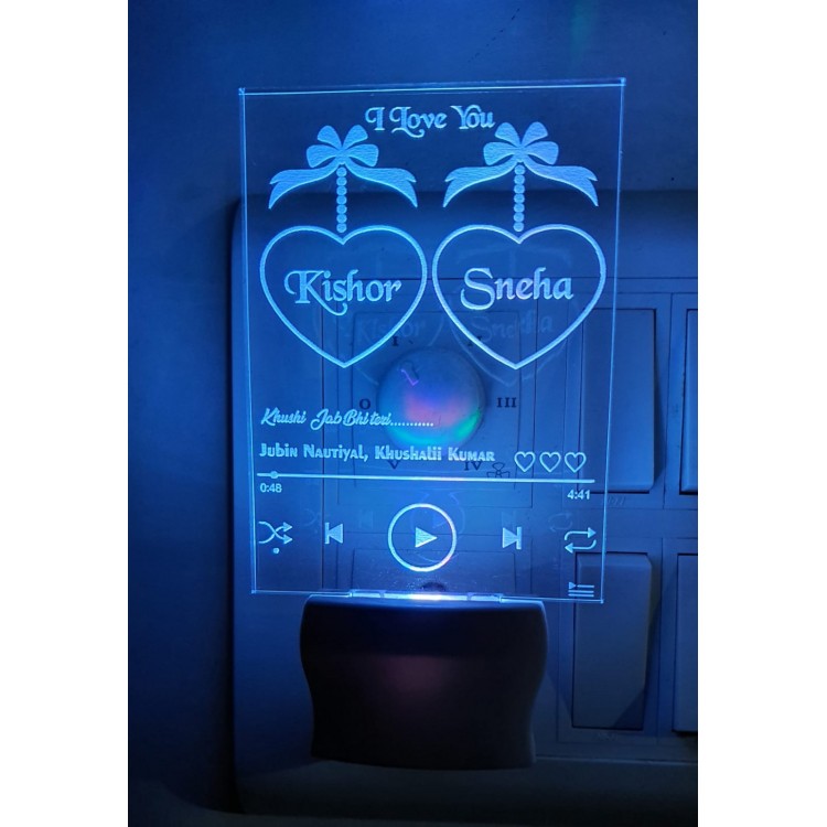UKANI  3D Customize Name Lamp 3D Music Player Acrylic Personalized 7 Colour Changing 3D Illusion LED Night Lamp ||Customized Name and Tagline.Perfect Gift for every Occasion /Valentines Day(Multicolour) 