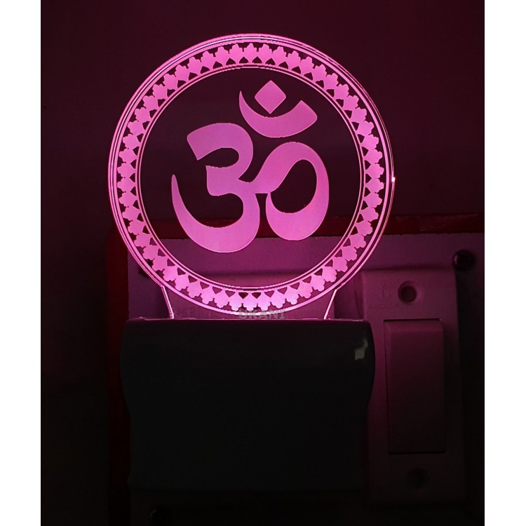 UKANI 3D Om In Chakra Night lamp with 7 color automatic Changing Light For Home bedroom Gift  Cafe Office Valentine Gift  size (3 inch )