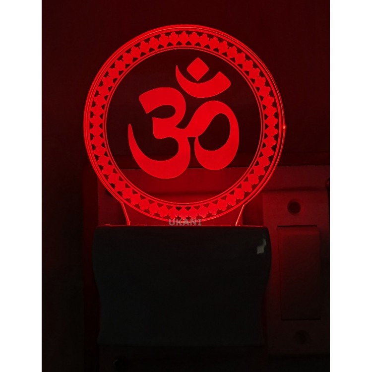 UKANI 3D Om In Chakra Night lamp with 7 color automatic Changing Light For Home bedroom Gift  Cafe Office Valentine Gift  size (3 inch )