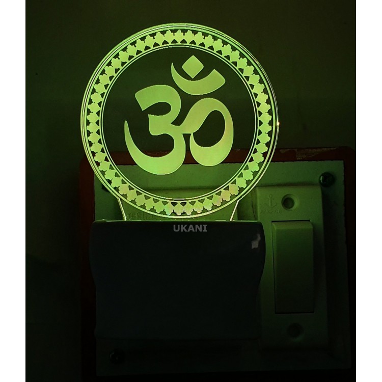 UKANI 3D Om In Chakra Night lamp with 7 color automatic Changing Light For Home bedroom Gift  Cafe Office Valentine Gift  size (3 inch )