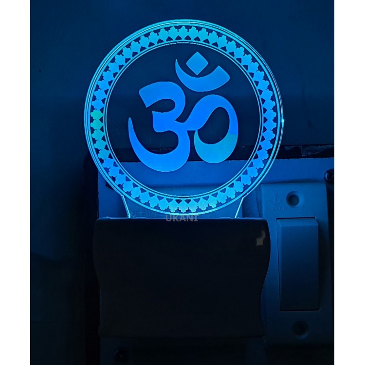 UKANI 3D Om In Chakra Night lamp with 7 color automatic Changing Light For Home bedroom Gift  Cafe Office Valentine Gift  size (3 inch )