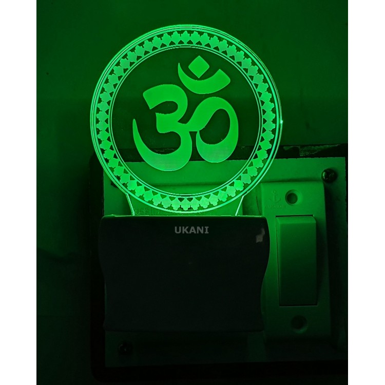 UKANI 3D Om In Chakra Night lamp with 7 color automatic Changing Light For Home bedroom Gift  Cafe Office Valentine Gift  size (3 inch )