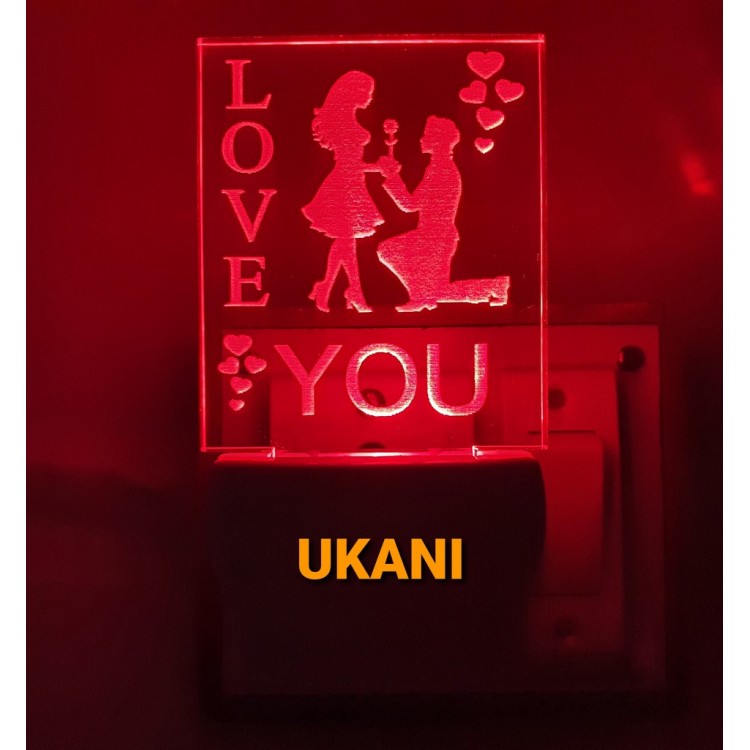 UKANI 3D Love You Couple Night lamp with 7 color automatic Changing Light For Home bedroom Gift  Cafe Office Valentine Gift  size (3 inch )