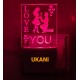 UKANI 3D Love You Couple Night lamp with 7 color automatic Changing Light For Home bedroom Gift  Cafe Office Valentine Gift  size (3 inch )