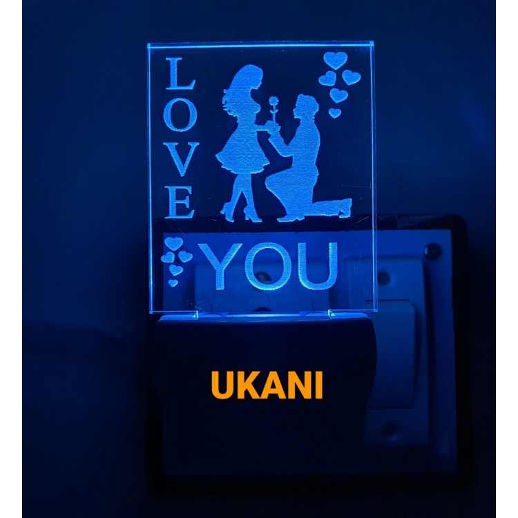 UKANI 3D Love You Couple Night lamp with 7 color automatic Changing Light For Home bedroom Gift  Cafe Office Valentine Gift  size (3 inch )