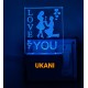UKANI 3D Love You Couple Night lamp with 7 color automatic Changing Light For Home bedroom Gift  Cafe Office Valentine Gift  size (3 inch )