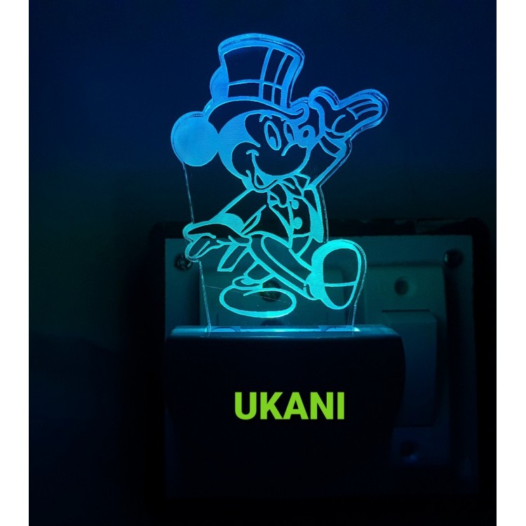 UKANI 3D Running Mickey Night lamp with 7 color automatic Changing Light For Home bedroom Gift  Cafe Office Valentine Gift  size (3 inch )