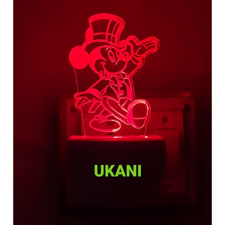 UKANI 3D Running Mickey Night lamp with 7 color automatic Changing Light For Home bedroom Gift  Cafe Office Valentine Gift  size (3 inch )