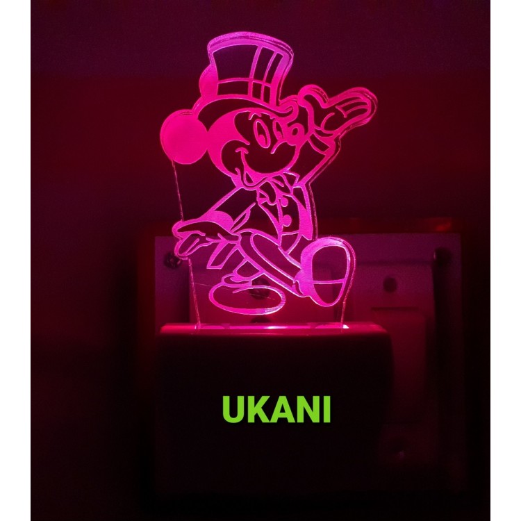 UKANI 3D Running Mickey Night lamp with 7 color automatic Changing Light For Home bedroom Gift  Cafe Office Valentine Gift  size (3 inch )