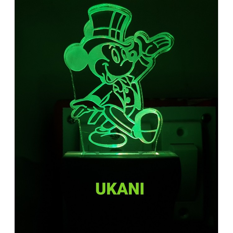 UKANI 3D Running Mickey Night lamp with 7 color automatic Changing Light For Home bedroom Gift  Cafe Office Valentine Gift  size (3 inch )