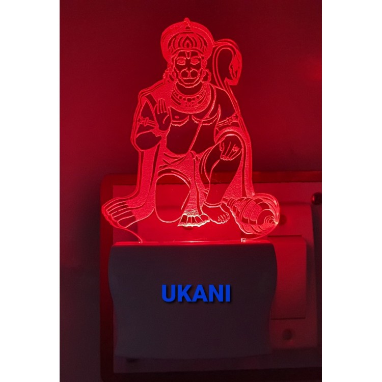 UKANI 3D  Hanumanji with Heart Night lamp with 7 color automatic Changing Light For Home bedroom Gift  Cafe Office Valentine Gift  size (3 inch )