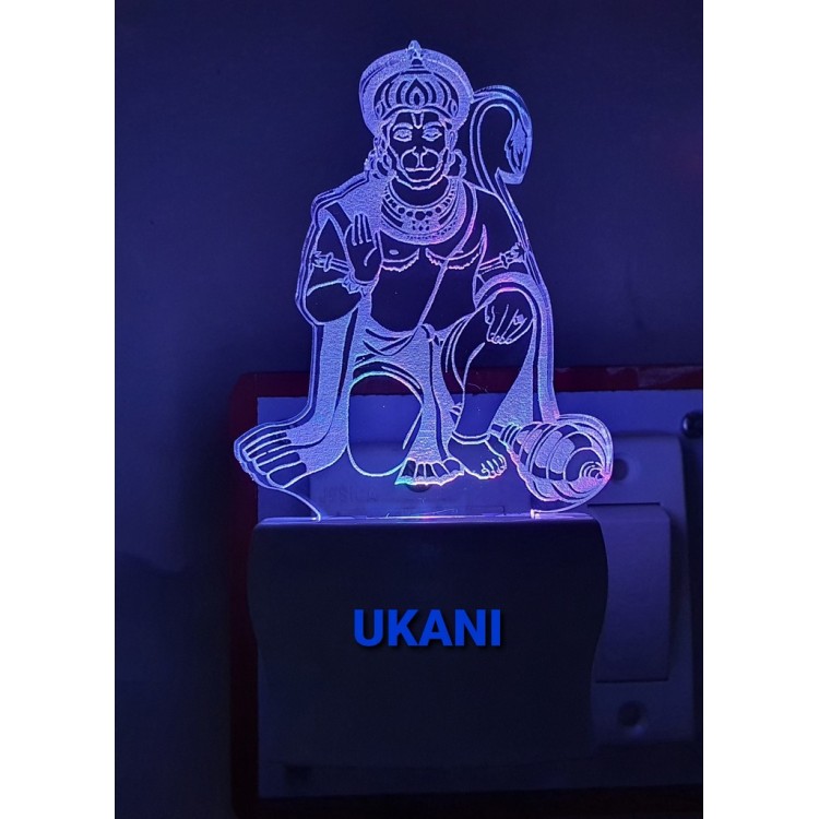 UKANI 3D  Hanumanji with Heart Night lamp with 7 color automatic Changing Light For Home bedroom Gift  Cafe Office Valentine Gift  size (3 inch )
