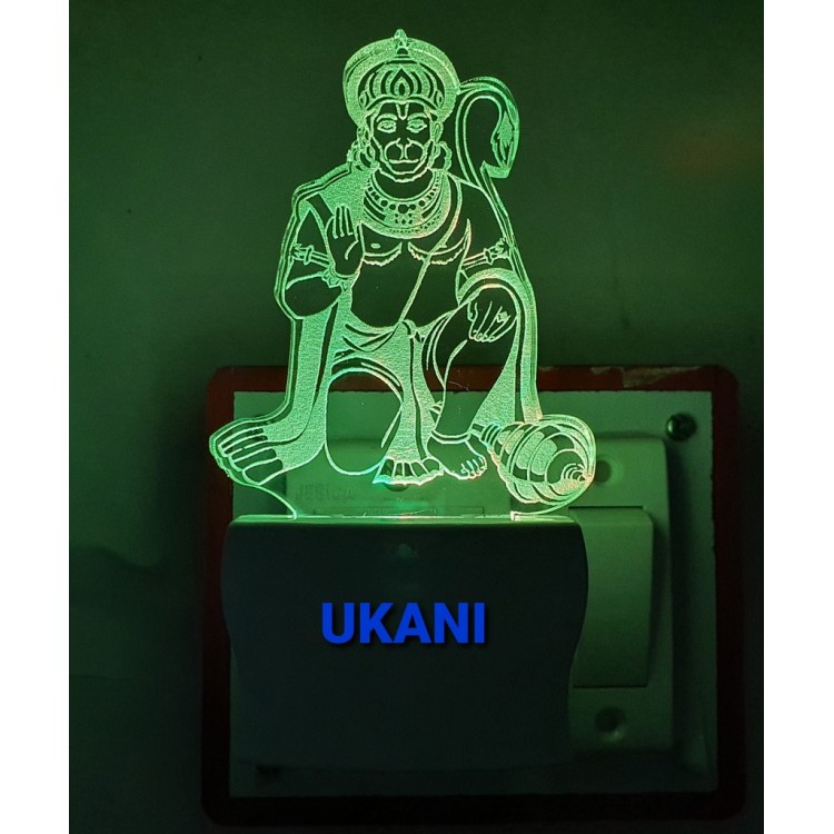 UKANI 3D  Hanumanji with Heart Night lamp with 7 color automatic Changing Light For Home bedroom Gift  Cafe Office Valentine Gift  size (3 inch )