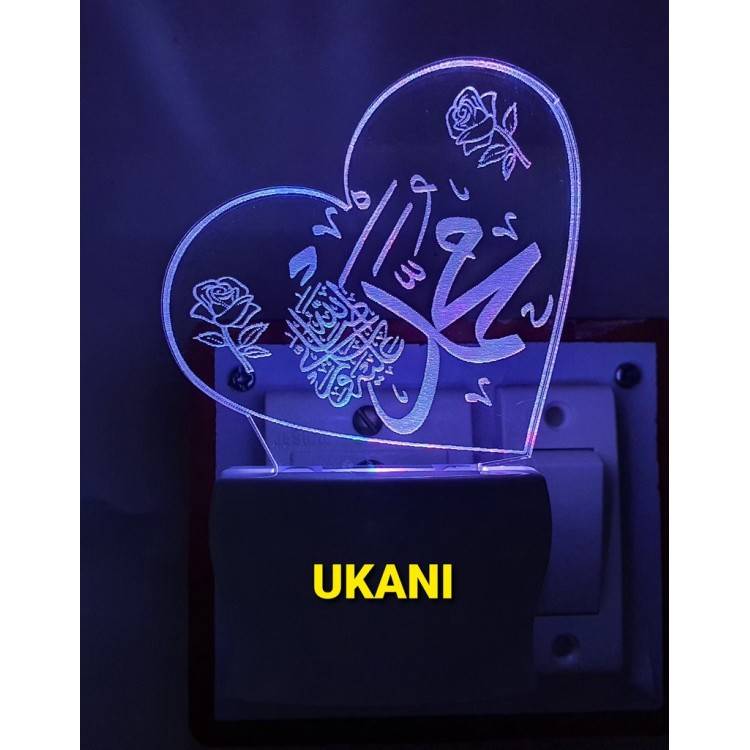 UKANI 3D New Islamic Design Night lamp with 7 color automatic Changing Light For Home bedroom Gift  Cafe Office Valentine Gift  size (3 inch )