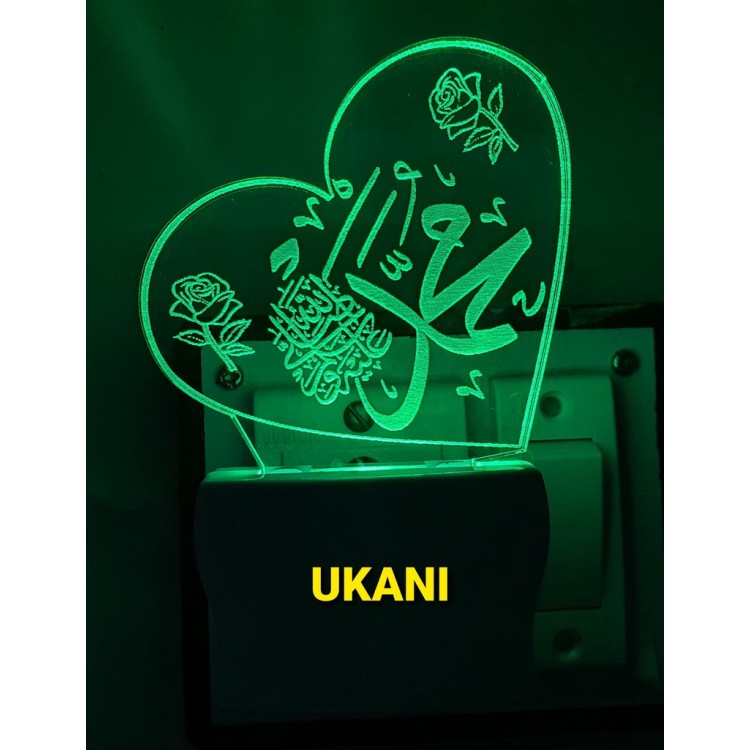 UKANI 3D New Islamic Design Night lamp with 7 color automatic Changing Light For Home bedroom Gift  Cafe Office Valentine Gift  size (3 inch )