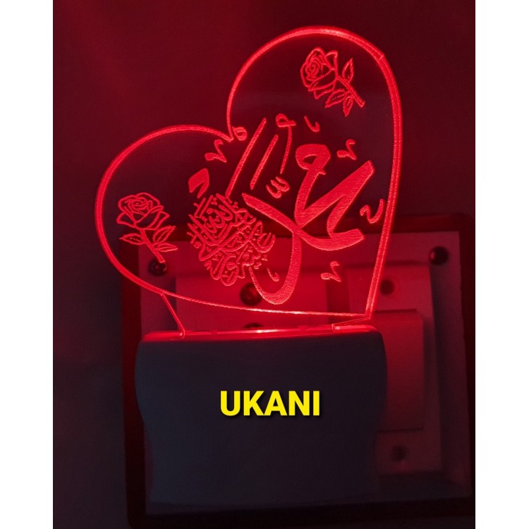 UKANI 3D New Islamic Design Night lamp with 7 color automatic Changing Light For Home bedroom Gift  Cafe Office Valentine Gift  size (3 inch )