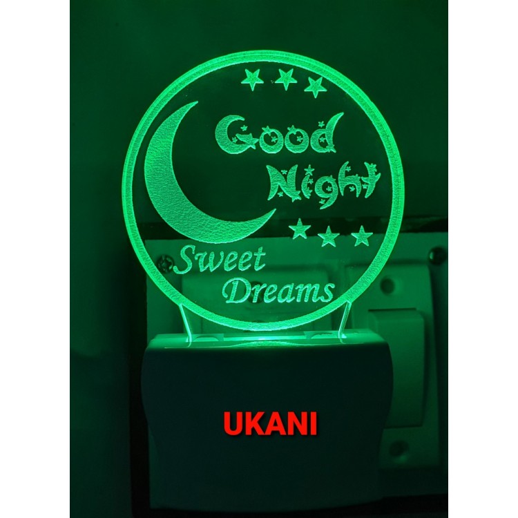 UKANI 3D Good Night Night lamp with 7 color automatic Changing Light For Home bedroom Gift  Cafe Office Valentine Gift  size (3 inch )