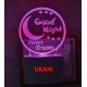 UKANI 3D Good Night Night lamp with 7 color automatic Changing Light For Home bedroom Gift  Cafe Office Valentine Gift  size (3 inch )