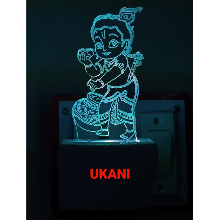 UKANI 3D Standing Bal Krishna with 7 color automatic Changing Light For Home bedroom Gift  Cafe Office Valentine Gift  size (3 inch )