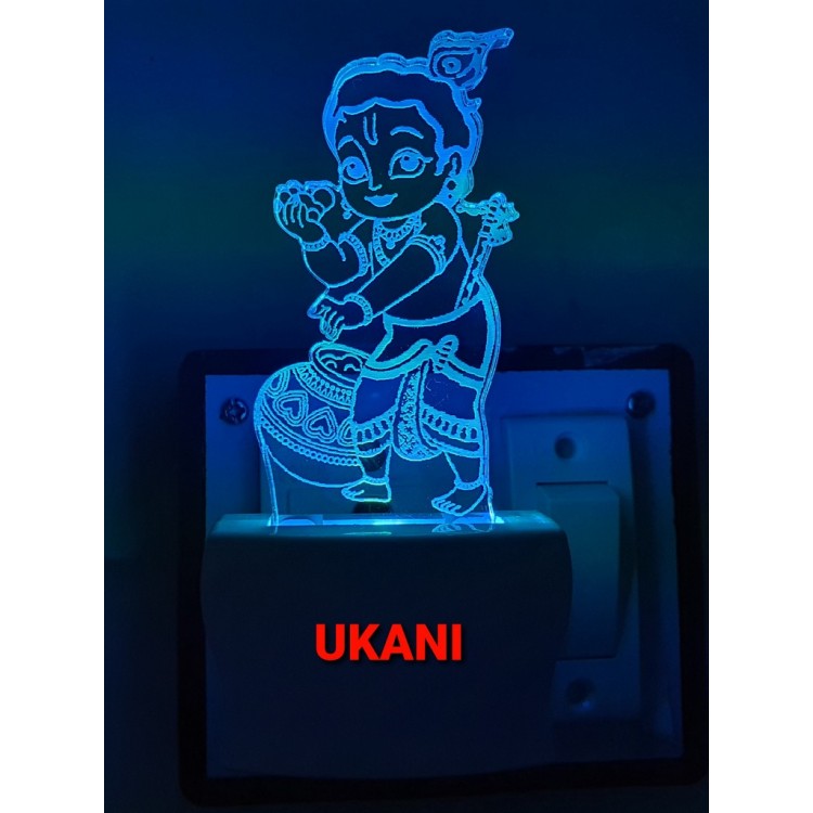 UKANI 3D Standing Bal Krishna with 7 color automatic Changing Light For Home bedroom Gift  Cafe Office Valentine Gift  size (3 inch )
