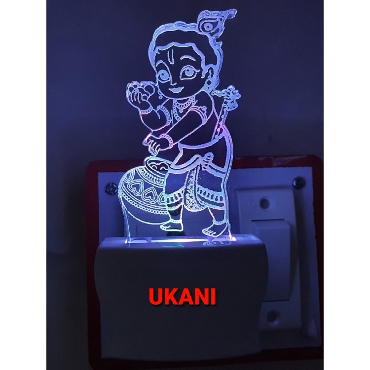 UKANI 3D Standing Bal Krishna with 7 color automatic Changing Light For Home bedroom Gift  Cafe Office Valentine Gift  size (3 inch )
