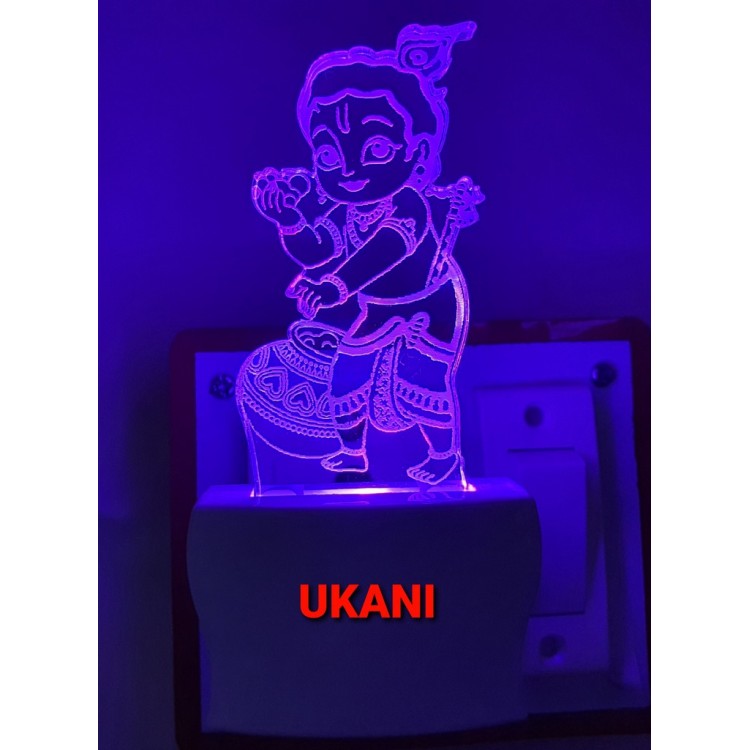 UKANI 3D Standing Bal Krishna with 7 color automatic Changing Light For Home bedroom Gift  Cafe Office Valentine Gift  size (3 inch )
