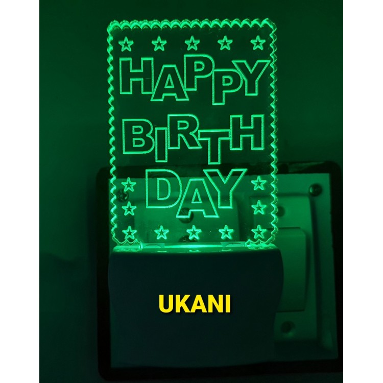 UKANI 3D Happy Birthday Frame with 7 color automatic Changing Light For Home bedroom Gift  Cafe Office Valentine Gift  size (3 inch )