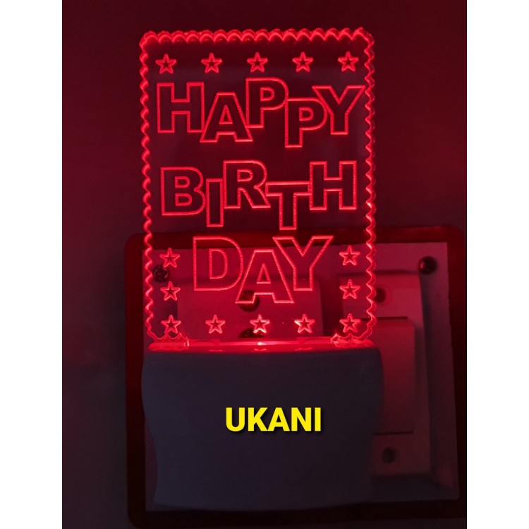 UKANI 3D Happy Birthday Frame with 7 color automatic Changing Light For Home bedroom Gift  Cafe Office Valentine Gift  size (3 inch )
